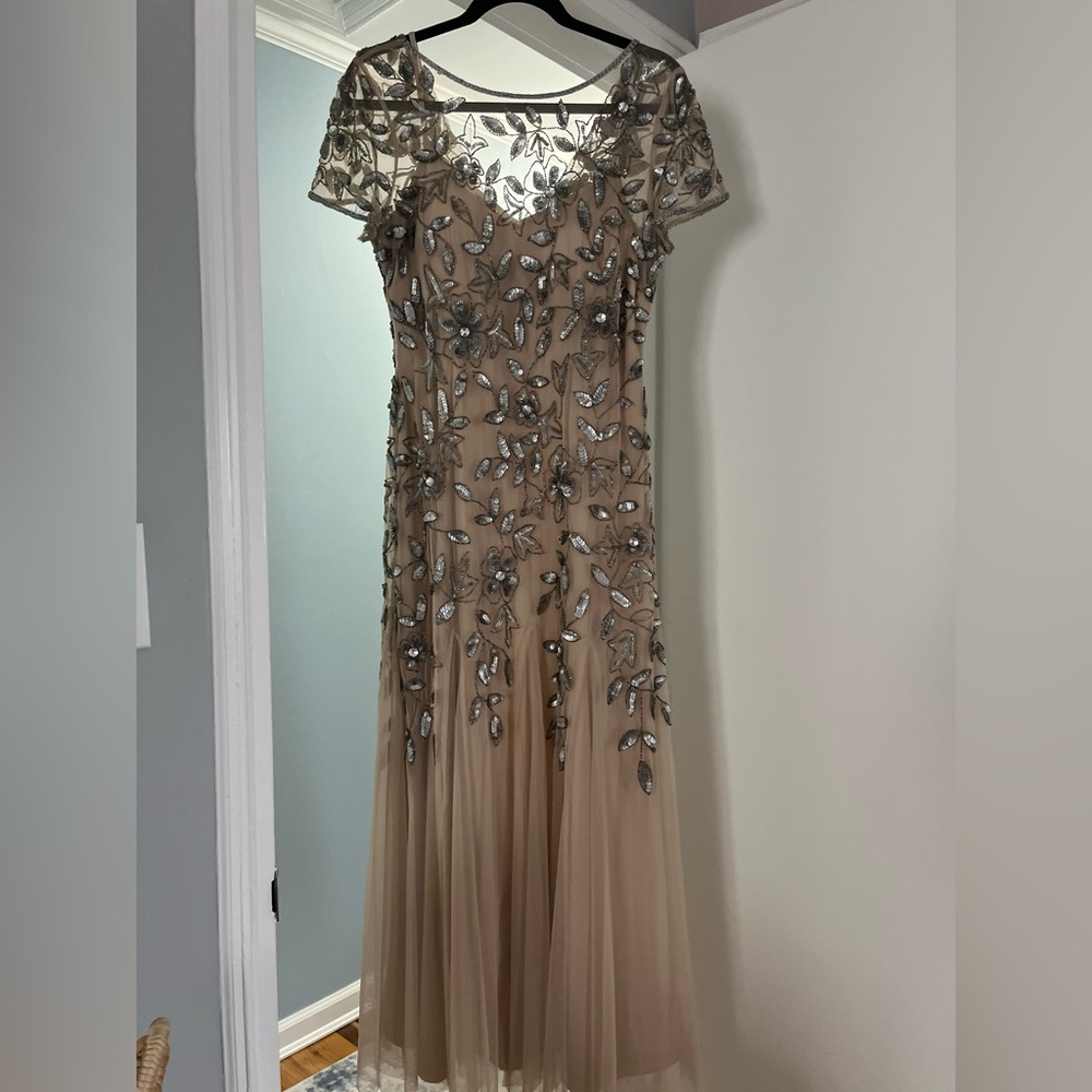 Adrianna Papell Floral-Design Embellished Gown